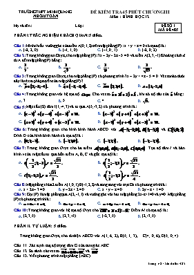 Đề kiểm tra 45 phút - Chương III môn Hình học 12 - Đề số 1 - Mã đề 132